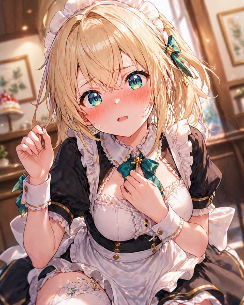 Blonde Maid in Warm Cafe - esempio di prompt GPT Image 2