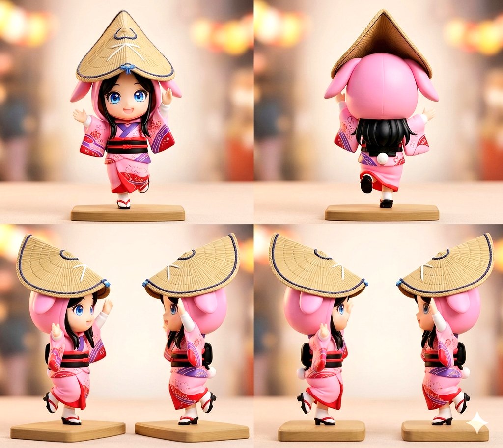 Awa Odori Chibi Figure Turnaround - GPT Image 2 prompt example