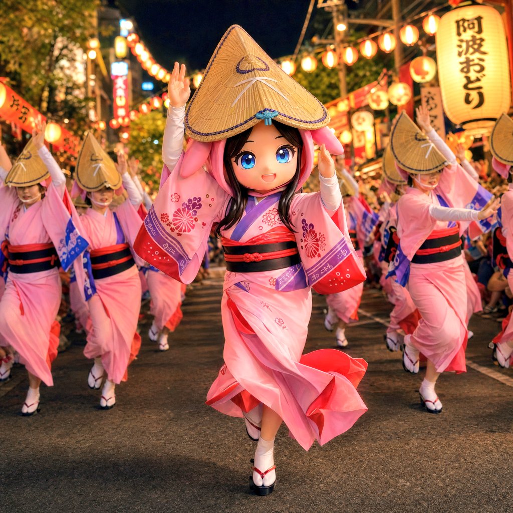 Dynamic Awa Odori Night Scene - GPT Image 2 prompt example