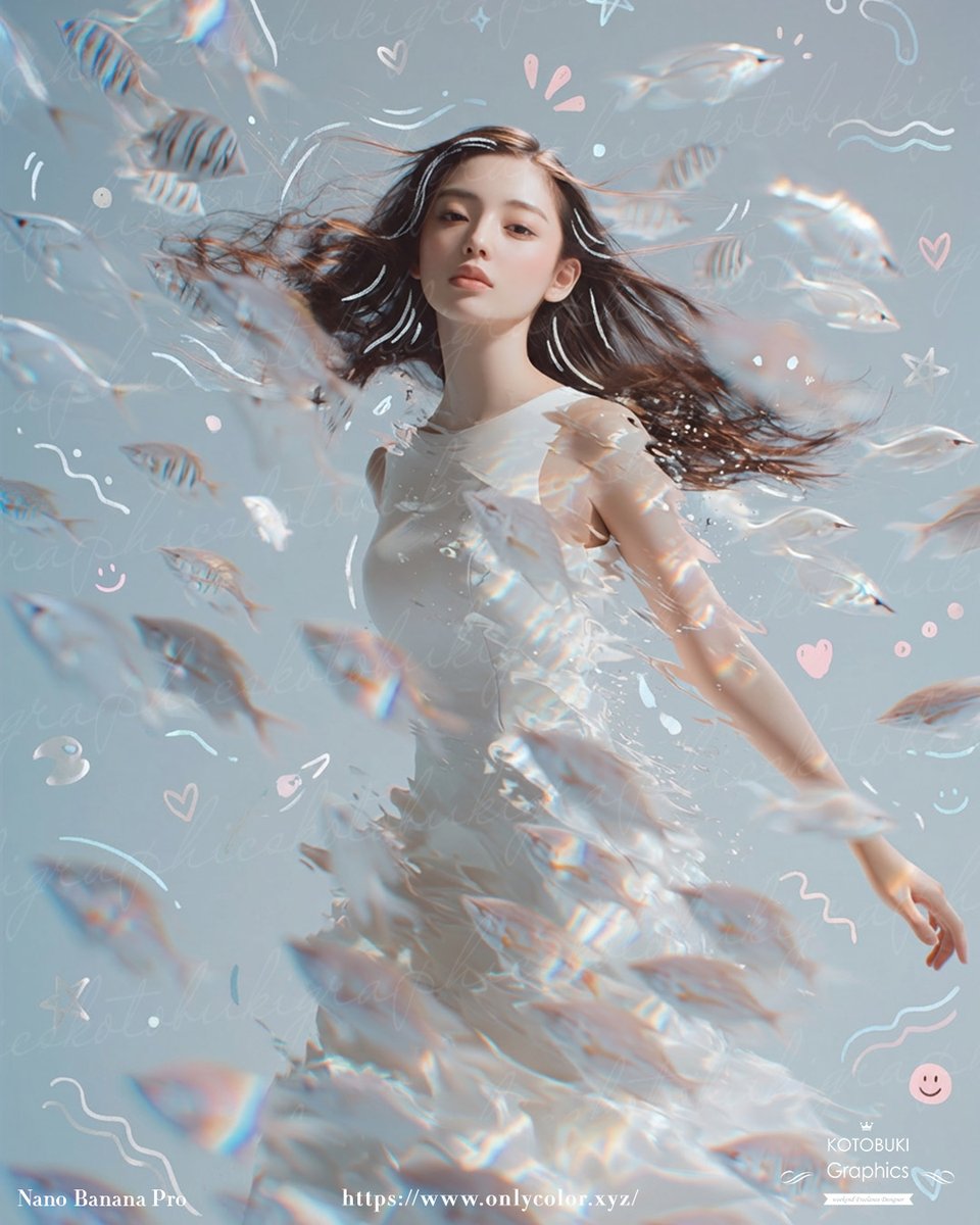 Dreamy Underwater Woman With Translucent Fish - GPT Image 2 Prompt-Beispiel