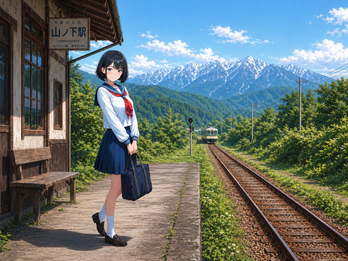 Rural Station Schoolgirl Scene - esempio di prompt GPT Image 2