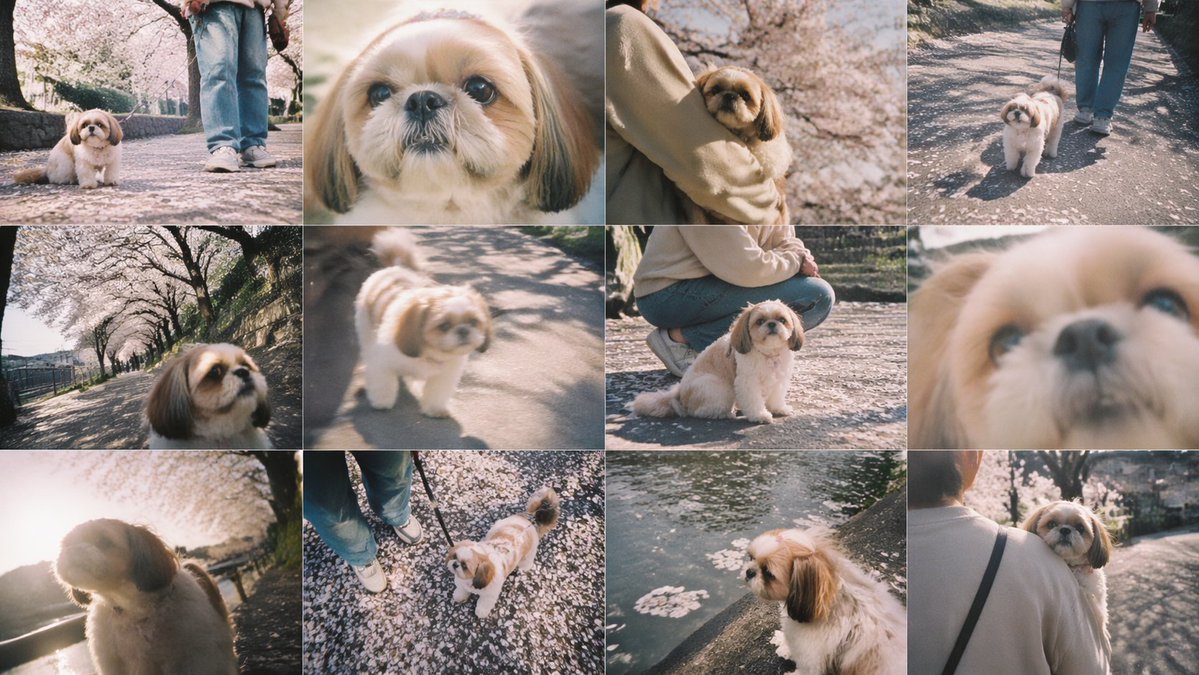 Cherry Blossom Shih Tzu Photo Collage - esempio di prompt GPT Image 2