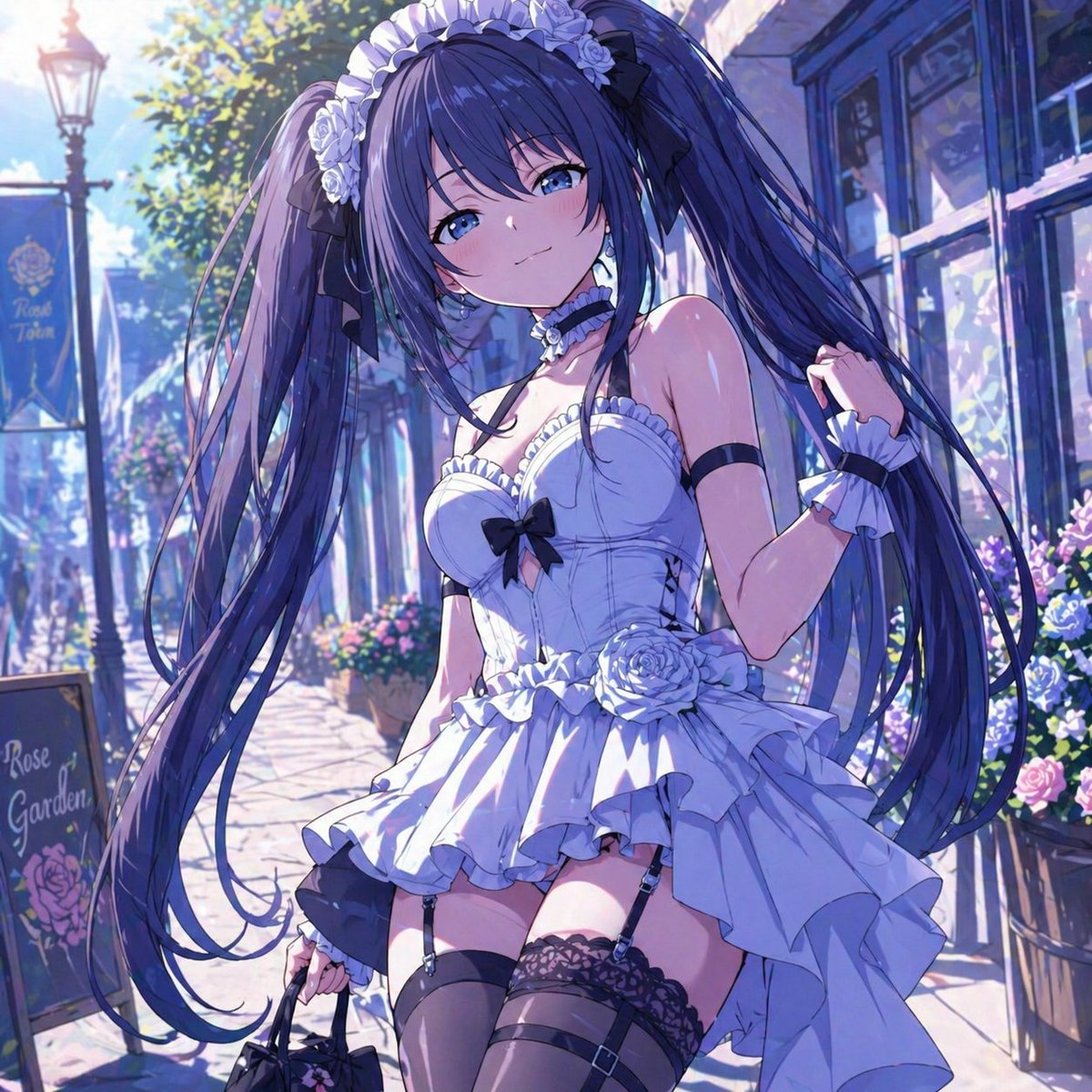 Elegant Anime Girl on a Flower Street - esempio di prompt GPT Image 2