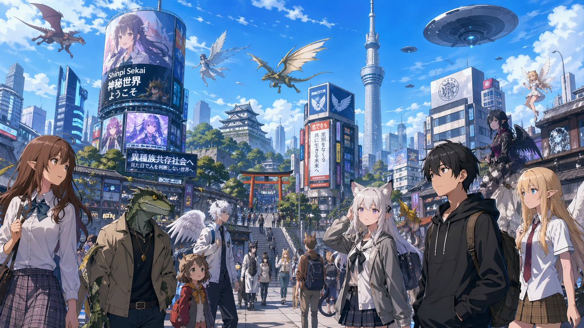 Fantasy Tokyo Coexistence Cityscape - GPT Image 2 prompt example