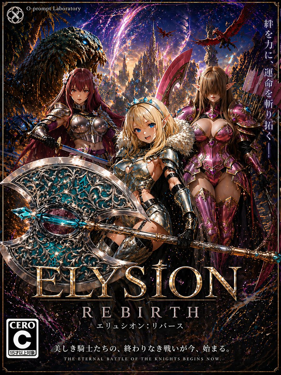 Fantasy RPG Game Cover with Three Knight Women - GPT Image 2 prompt example