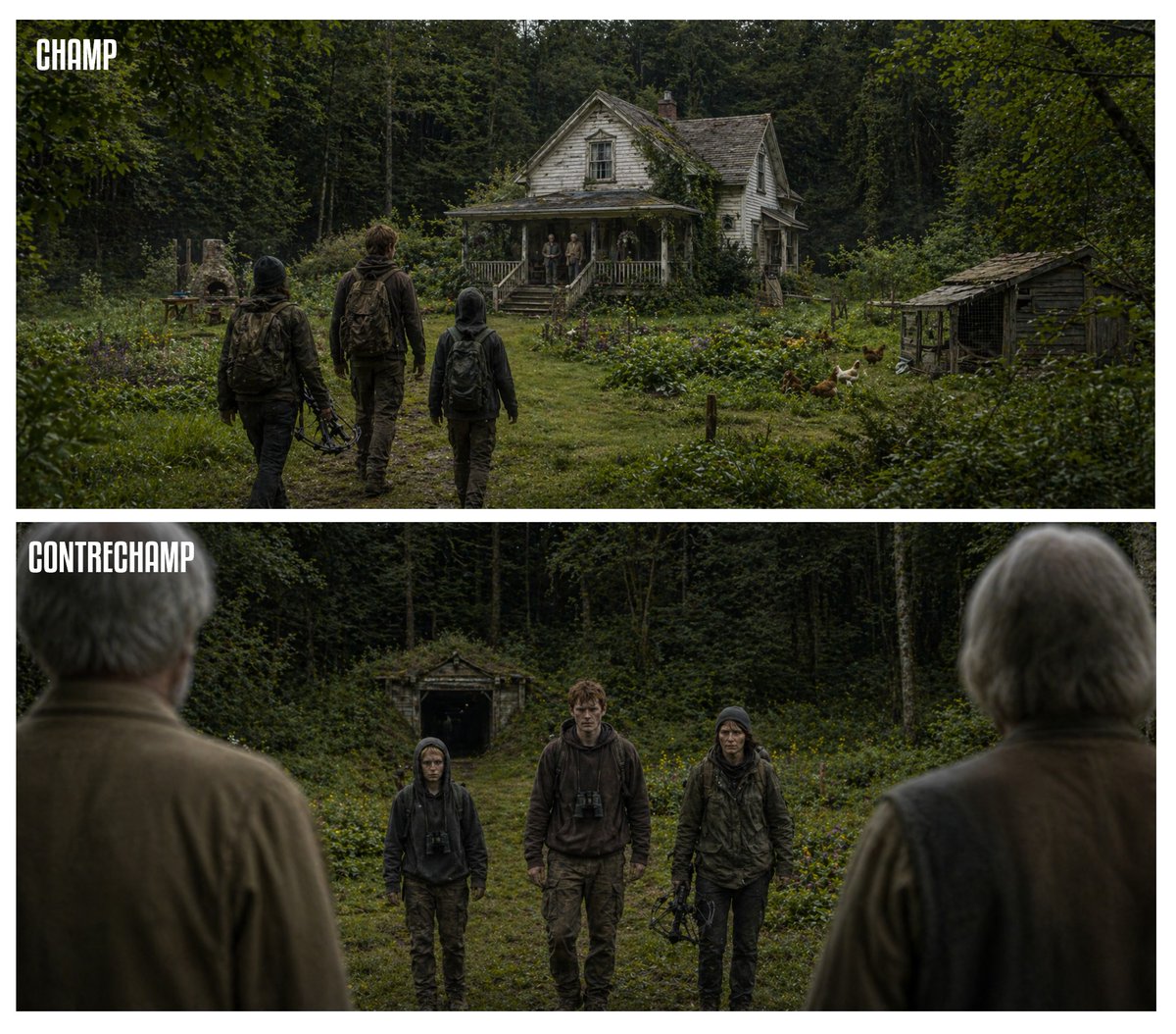 Cinematic Champ/Contrechamp Diptych - GPT Image 2 prompt example