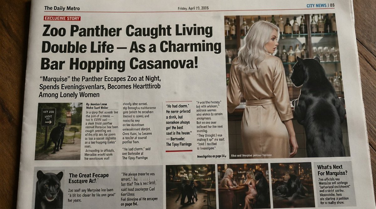 Absurd Tabloid Panther Newspaper Front Page - GPT Image 2 prompt example