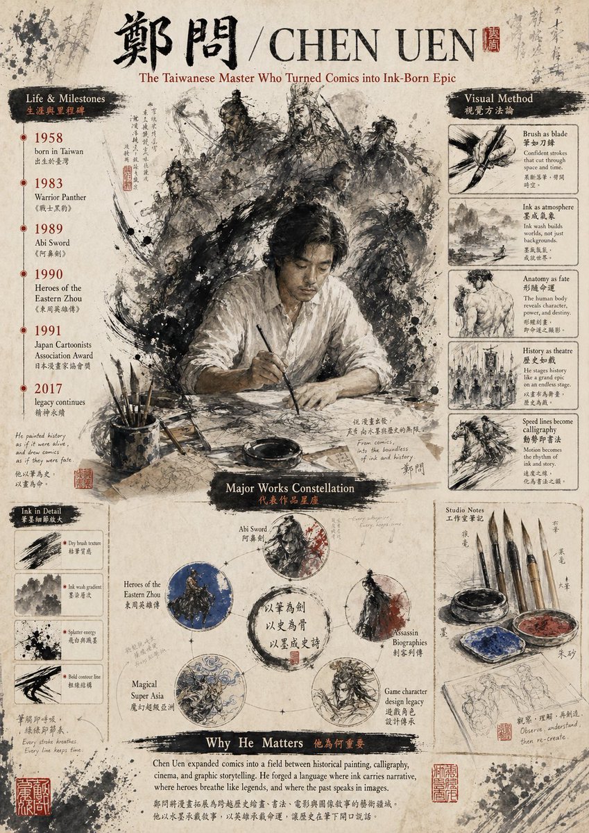 Ink-Wash Tribute Poster for Chen Uen - GPT Image 2 prompt example