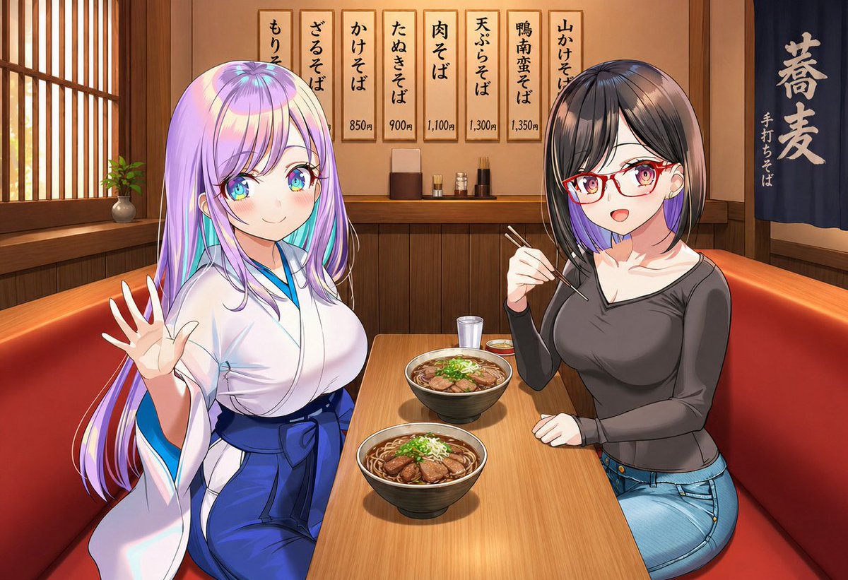 Anime Friends Eating Soba - GPT Image 2 Prompt-Beispiel