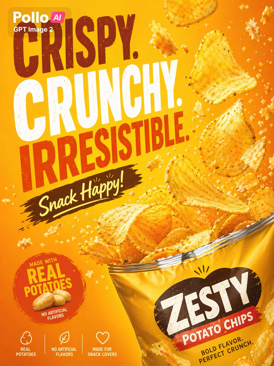 Bold Potato Chips Advertising Poster - GPT Image 2 prompt example
