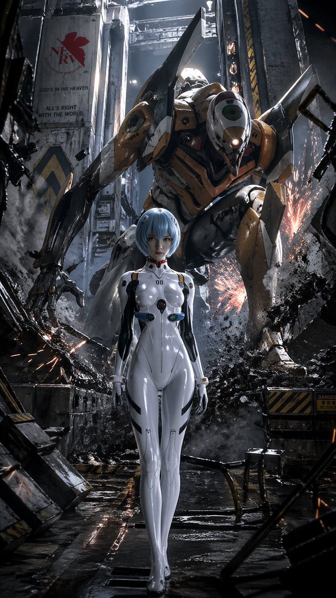 Evangelion-Inspired Mecha Hangar Poster - GPT Image 2 prompt example