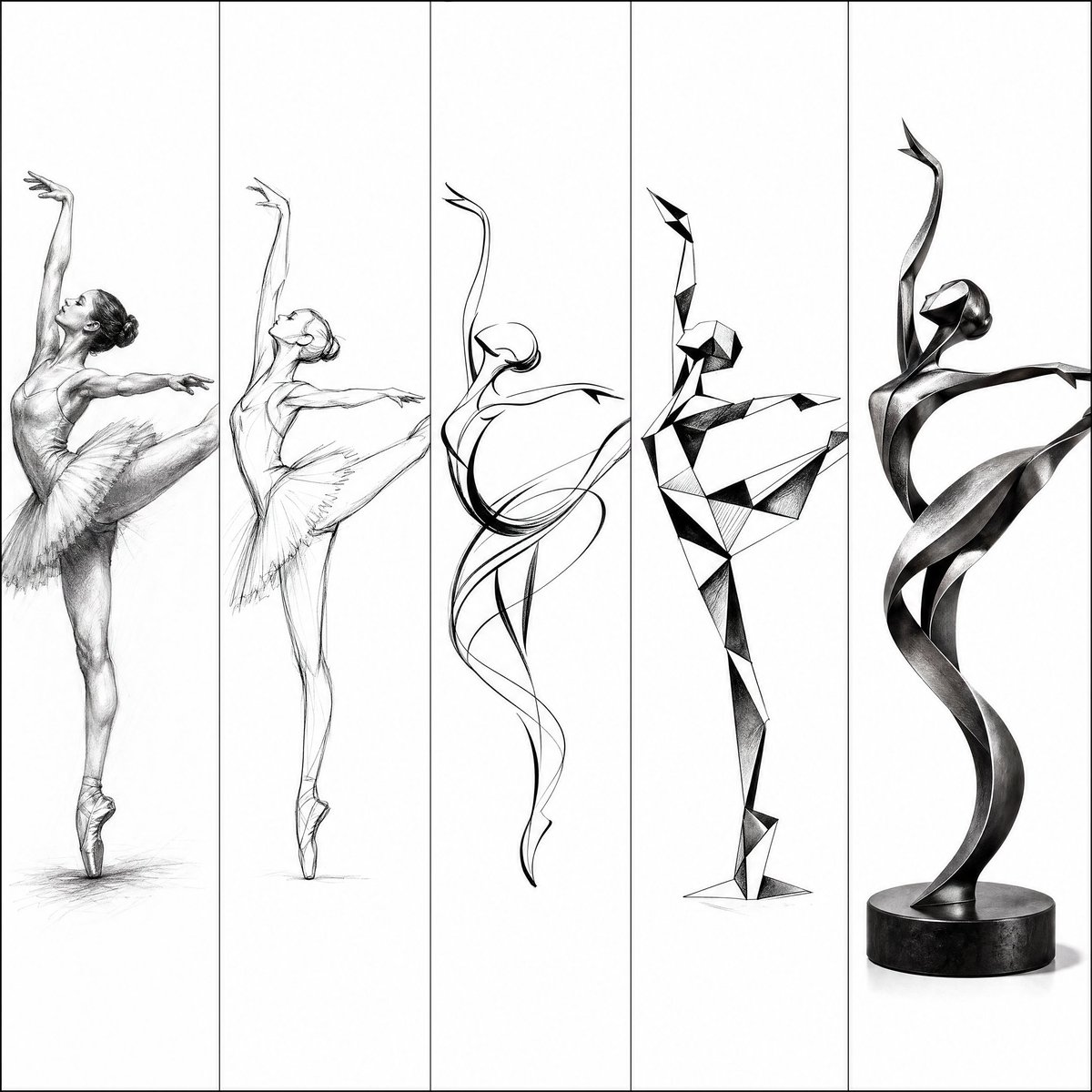 Artistic Progression Ballerina Sculpture - esempio di prompt GPT Image 2