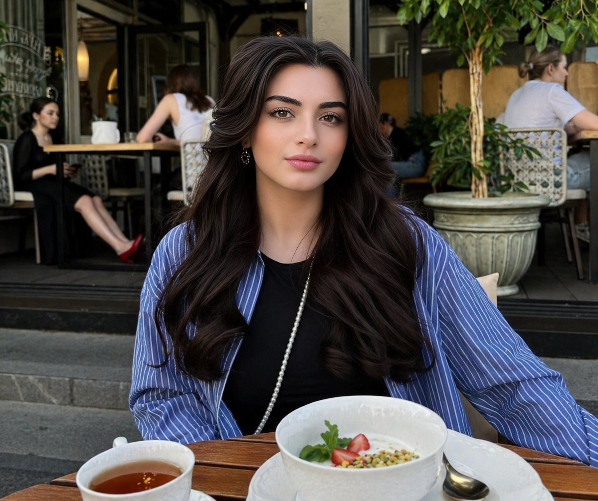 Lifestyle Portrait at Outdoor Café - GPT Image 2 prompt example