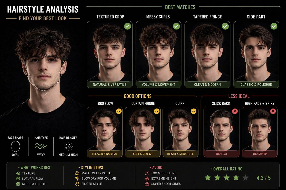Hairstyle Suitability Analysis Chart - esempio di prompt GPT Image 2