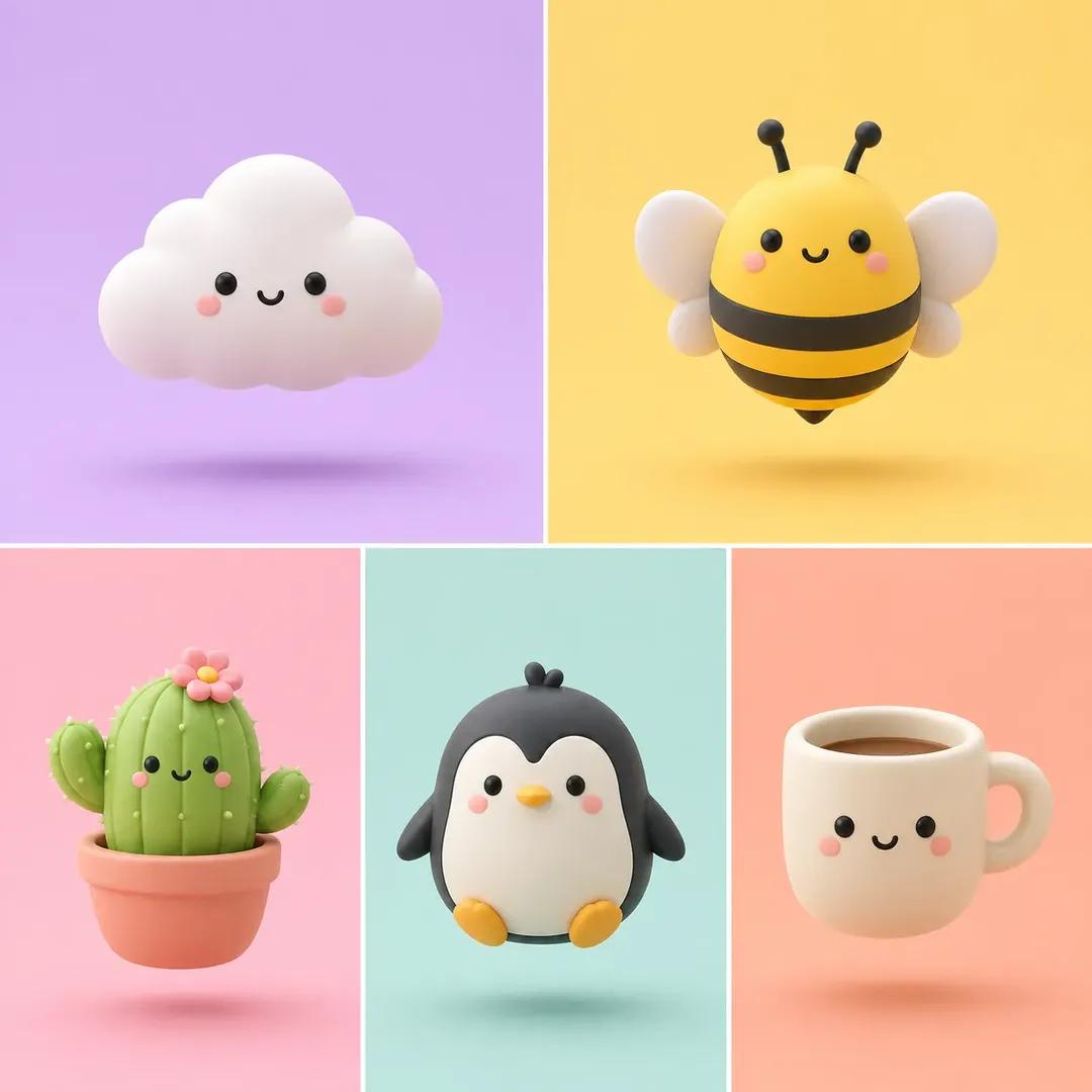 Minimalist 3D Clay Render - GPT Image 2 prompt example