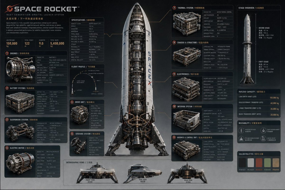 Advanced Technical Space Rocket Poster - GPT Image 2 prompt example