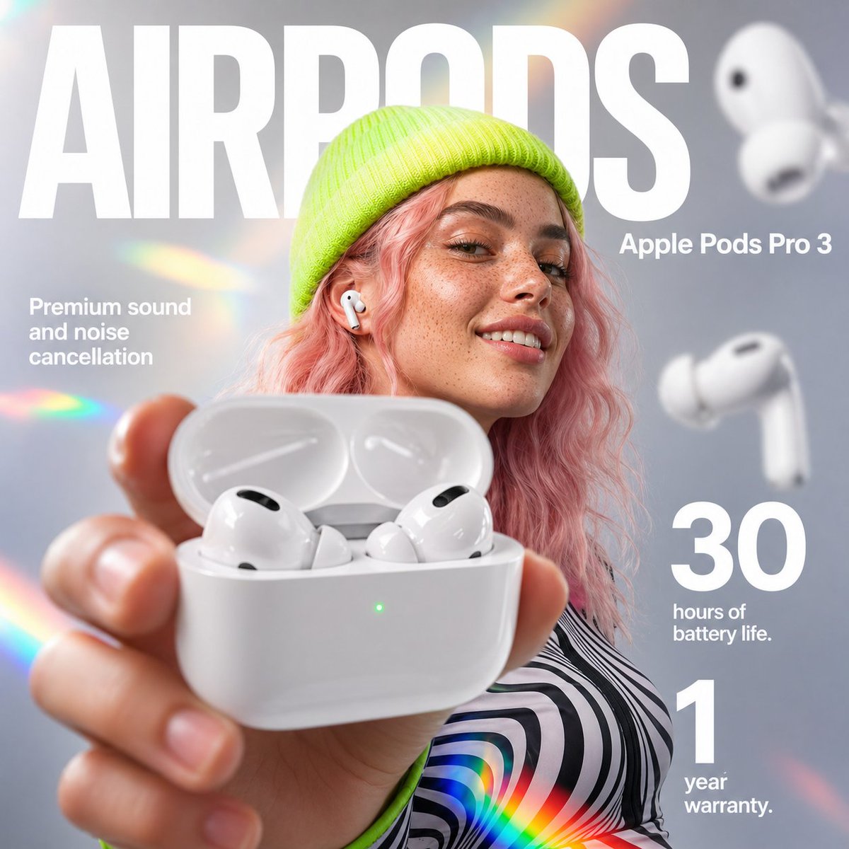 AirPods Style Tech Ad Poster - esempio di prompt GPT Image 2