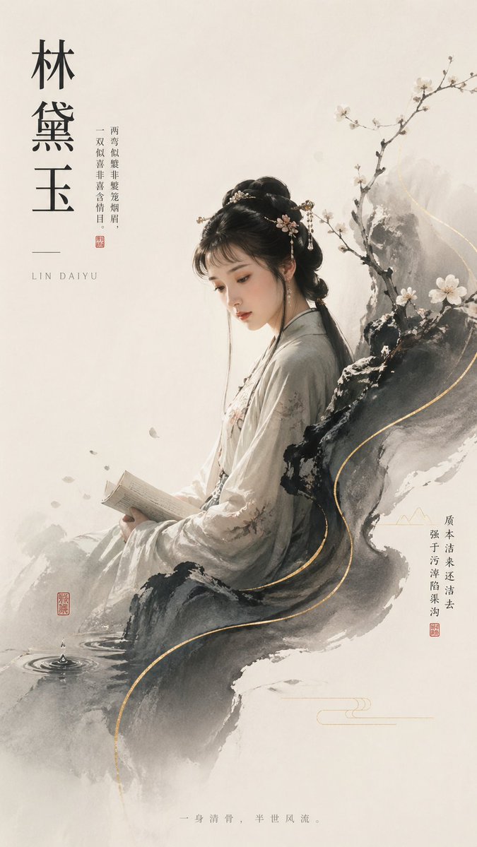 Lin Daiyu Ink-Wash Poster - esempio di prompt GPT Image 2