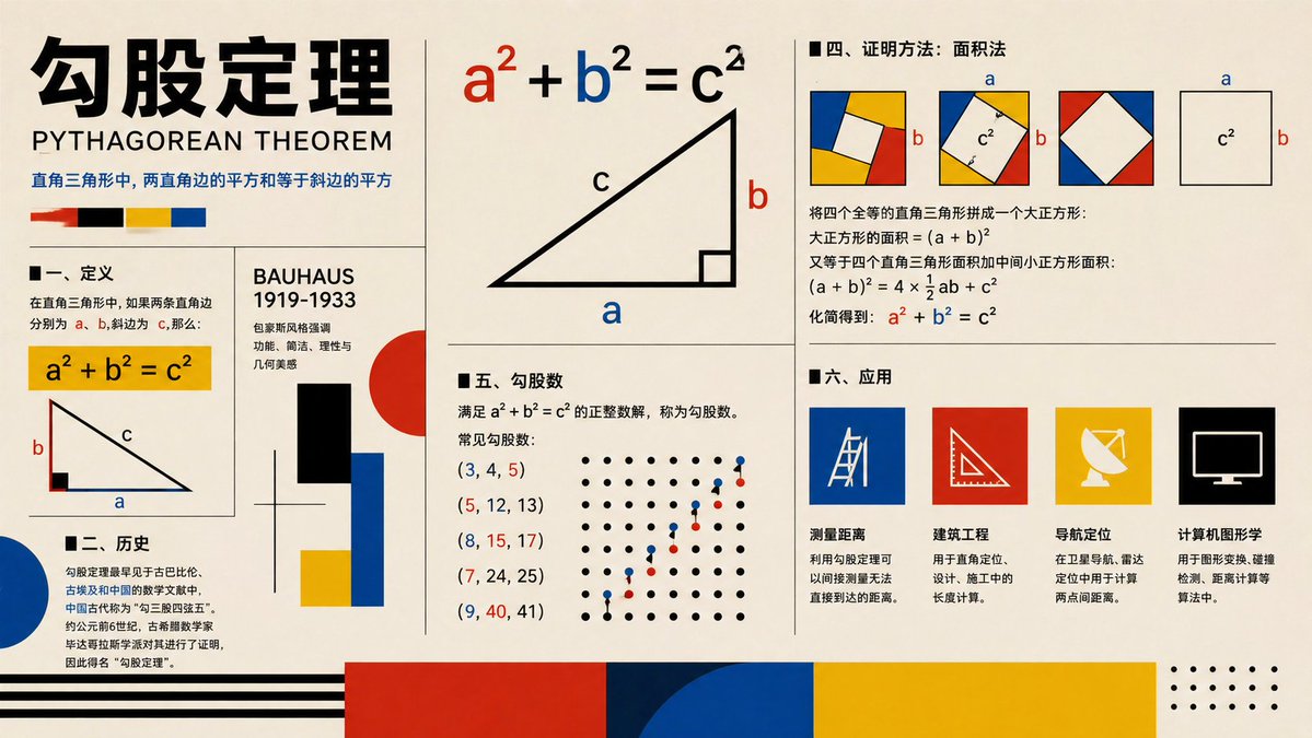 Bauhaus Pythagorean Theorem Poster - GPT Image 2 prompt example