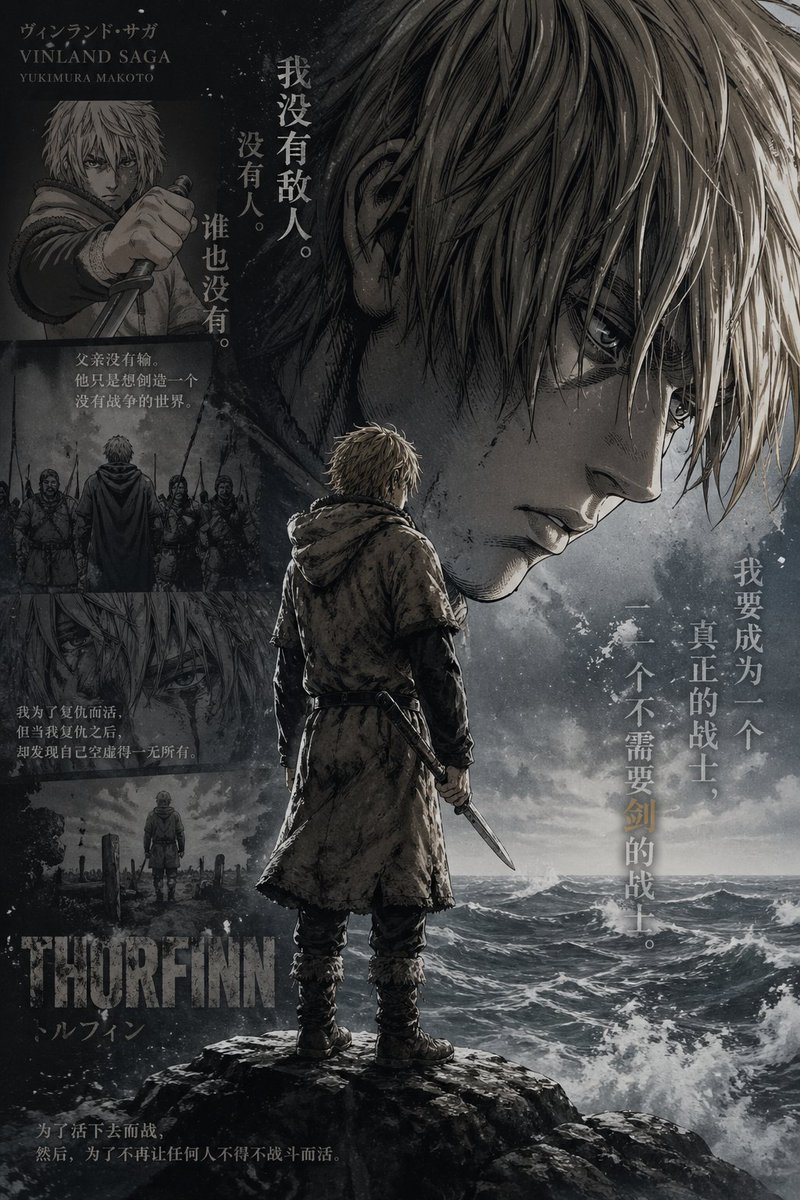Vinland Saga Thorfinn Storm Poster - GPT Image 2 prompt example