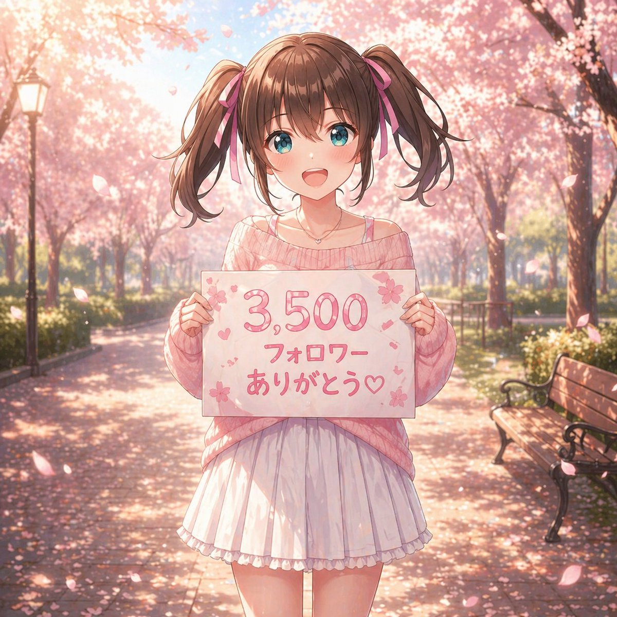 Anime Sakura Thank-You Portrait - GPT Image 2 prompt example