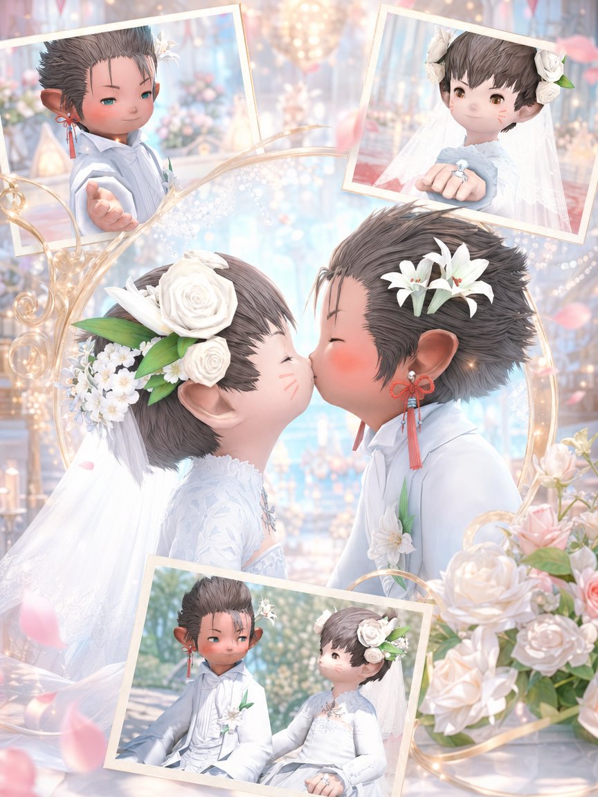 Fantasy Chibi Wedding Collage - GPT Image 2 prompt example