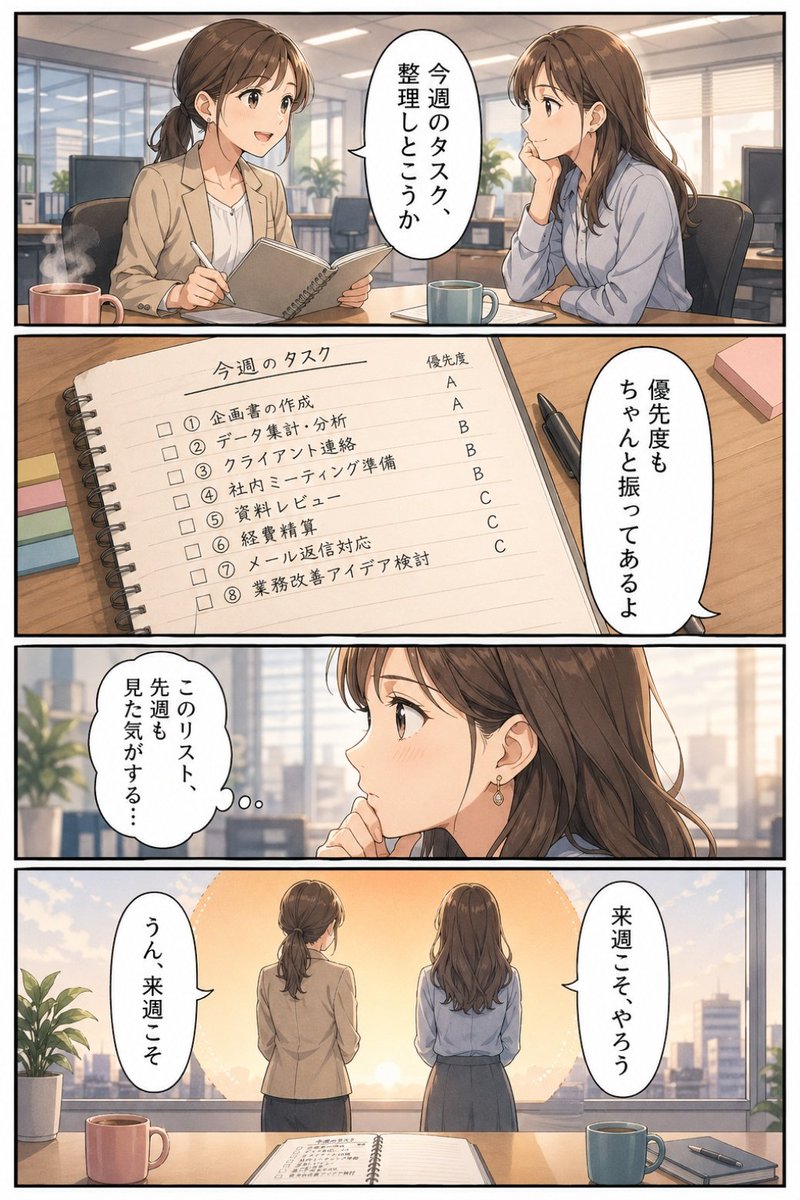 Business Office Manga Task Comic - GPT Image 2 prompt example