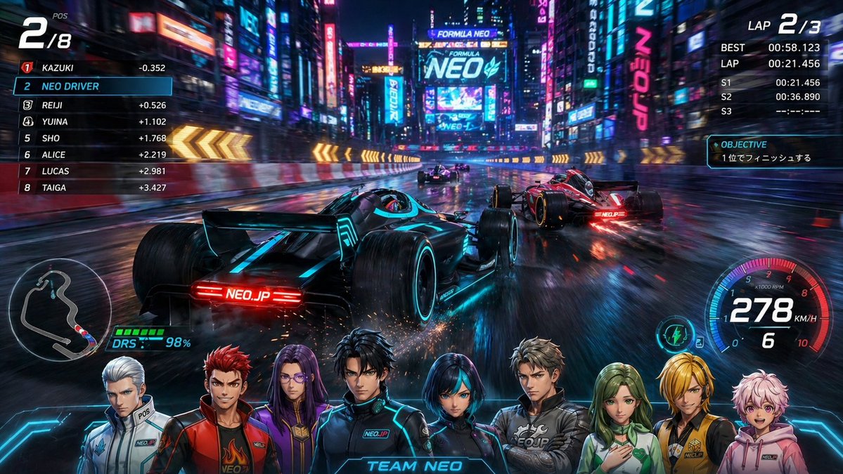 Cyberpunk Formula Neo Racing HUD - GPT Image 2 prompt example