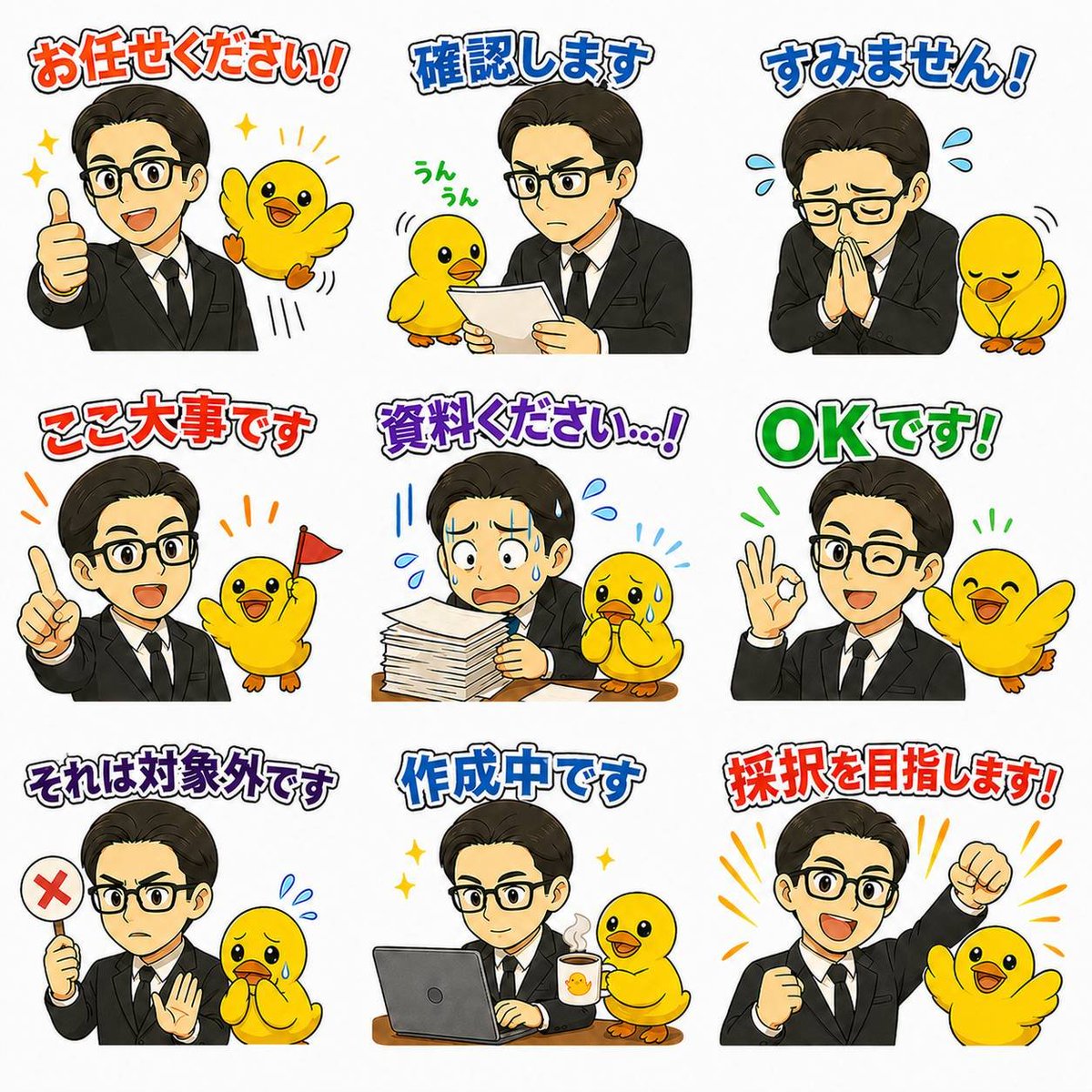 Japanese Office LINE Sticker Sheet - GPT Image 2 prompt example