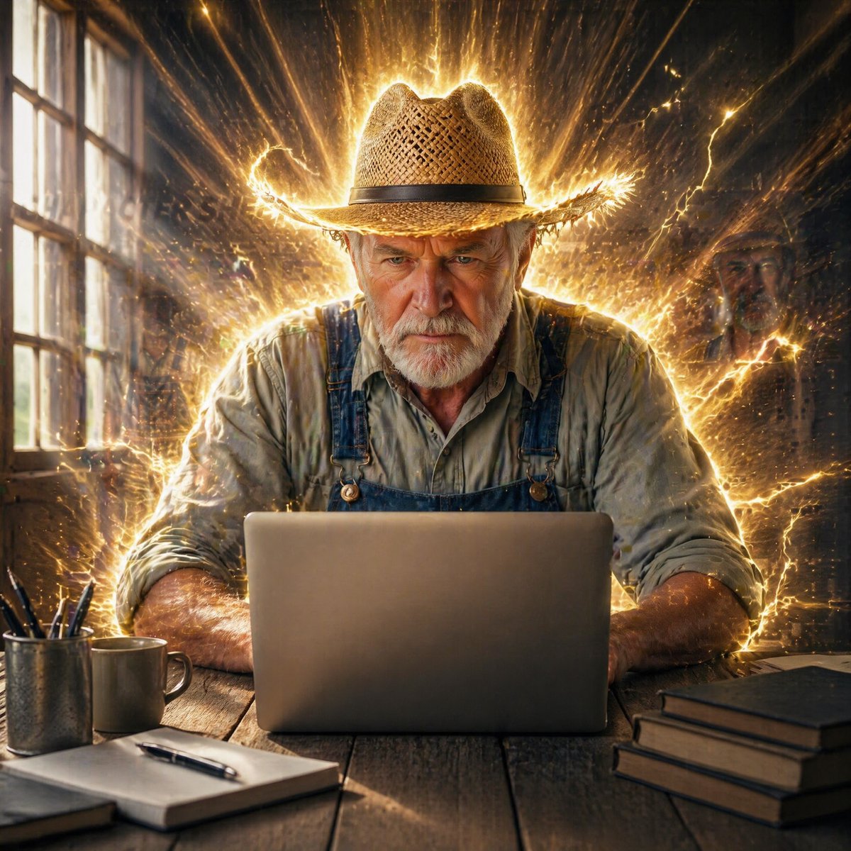 Farmer in Deep Work Aura - esempio di prompt GPT Image 2