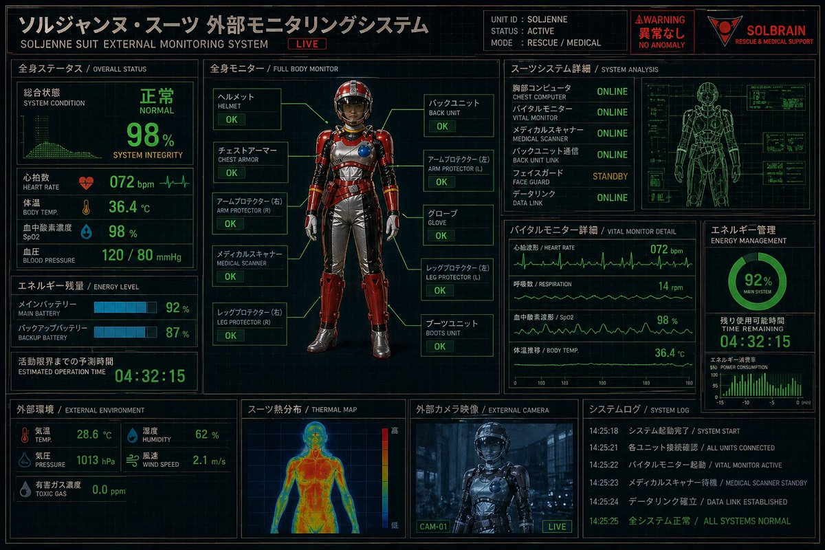 Futuristic Rescue Suit Monitoring HUD - esempio di prompt GPT Image 2