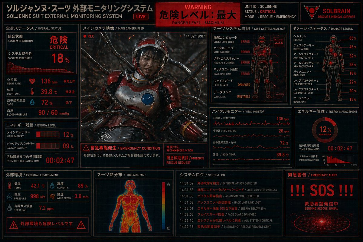 Critical Rescue Suit Monitoring HUD - esempio di prompt GPT Image 2