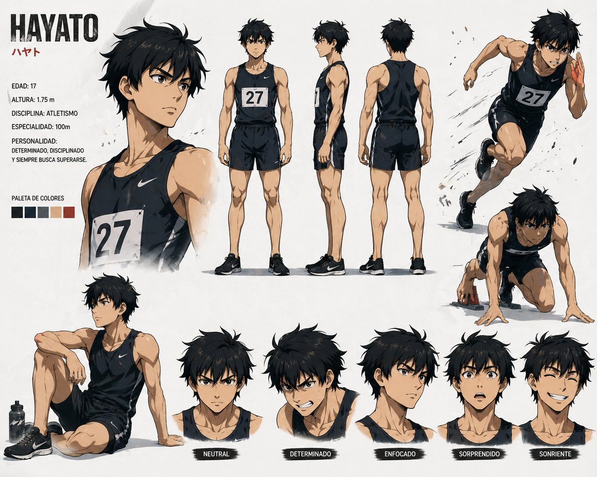 Anime Sprinter Character Sheet - esempio di prompt GPT Image 2