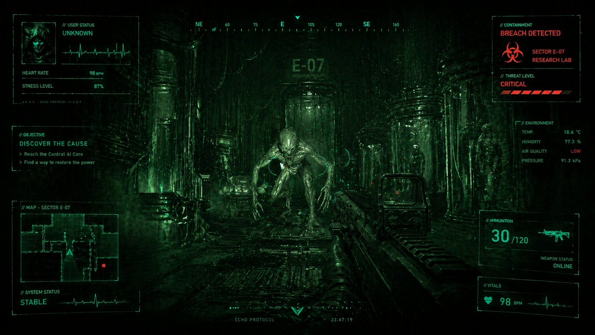 Sci-Fi Horror FPS HUD Lab Breach - esempio di prompt GPT Image 2