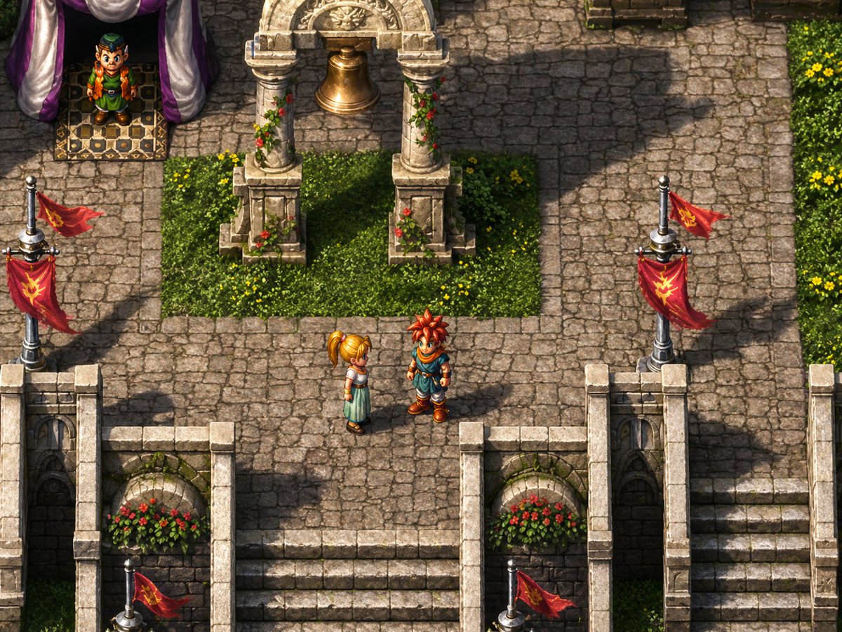 Isometric JRPG Town Plaza Scene - esempio di prompt GPT Image 2