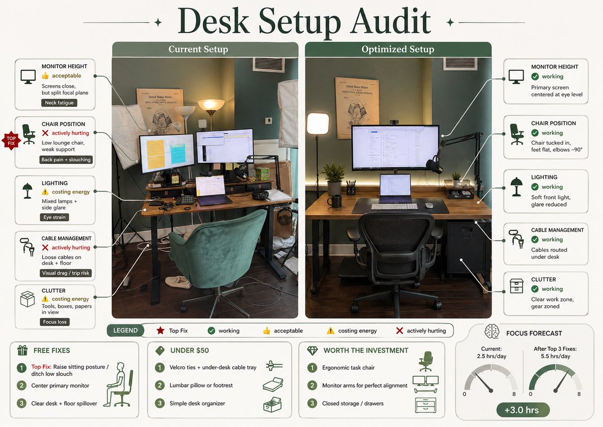 Desk Setup Audit Infographic - GPT Image 2 prompt example