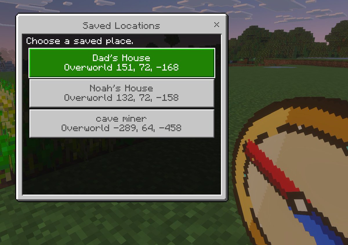 Minecraft Saved Locations UI Mockup - GPT Image 2 prompt example