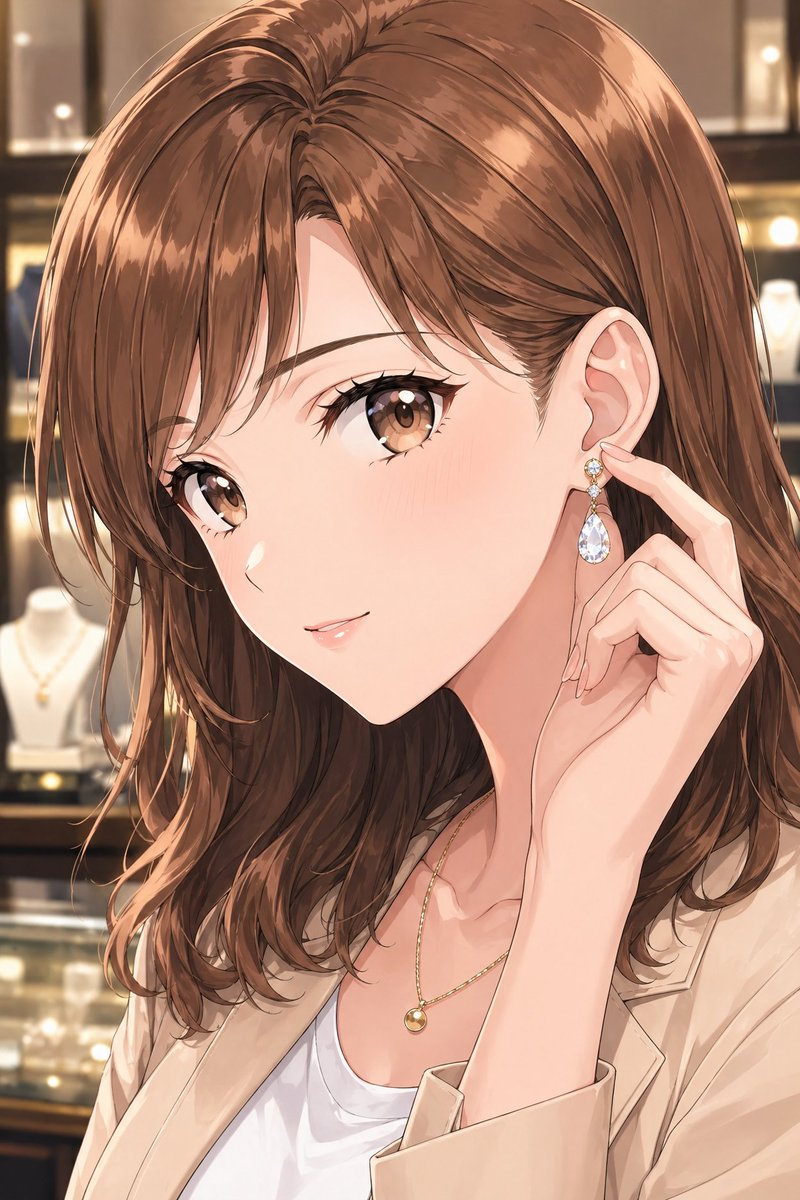 Elegant Office Lady in Jewelry Store - GPT Image 2 prompt example