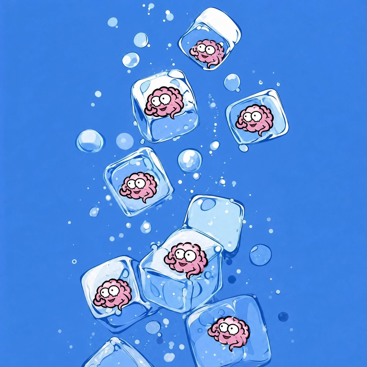 Cute Brains Frozen in Ice Cubes - GPT Image 2 prompt example